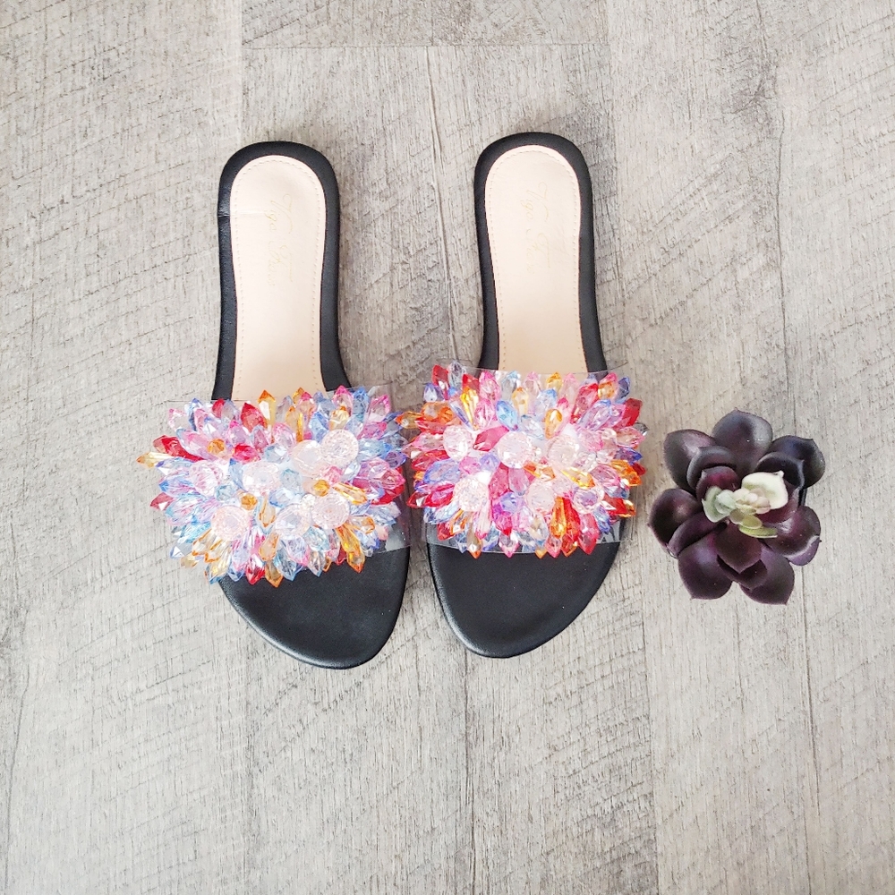 ⚡Vigo Fiore Multicolored Beaded Slides Sandals